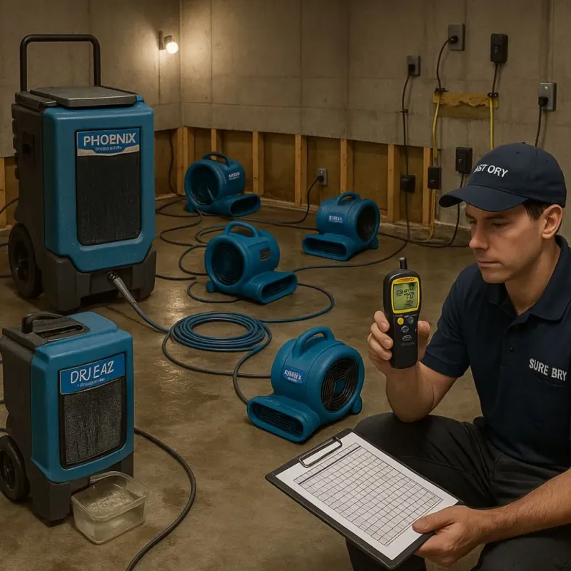 Structural Drying and Dehumidification process in Simpsonville, KY